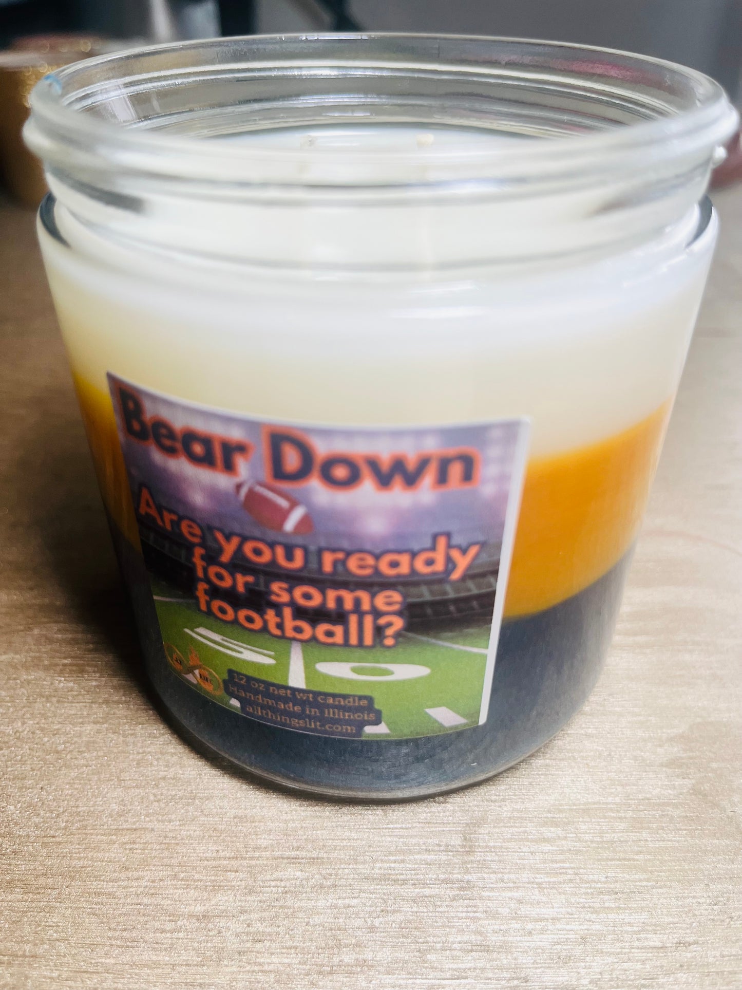 Bear Down Candle – 16 oz Chicago-Inspired Triple-Layer Candle with Custom Scent