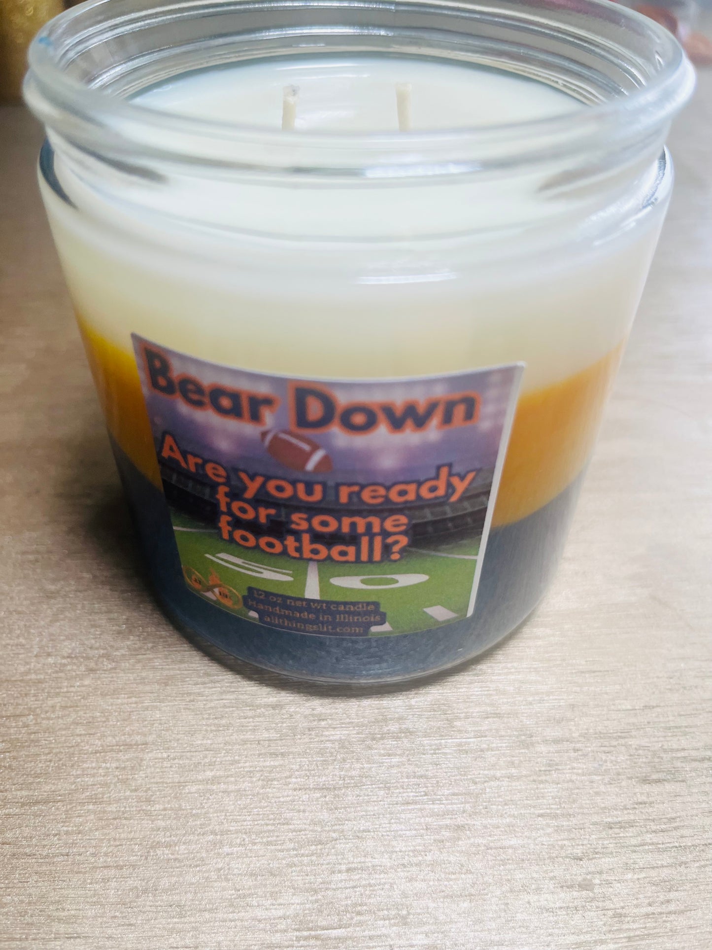 Bear Down Candle – 16 oz Chicago-Inspired Triple-Layer Candle with Custom Scent